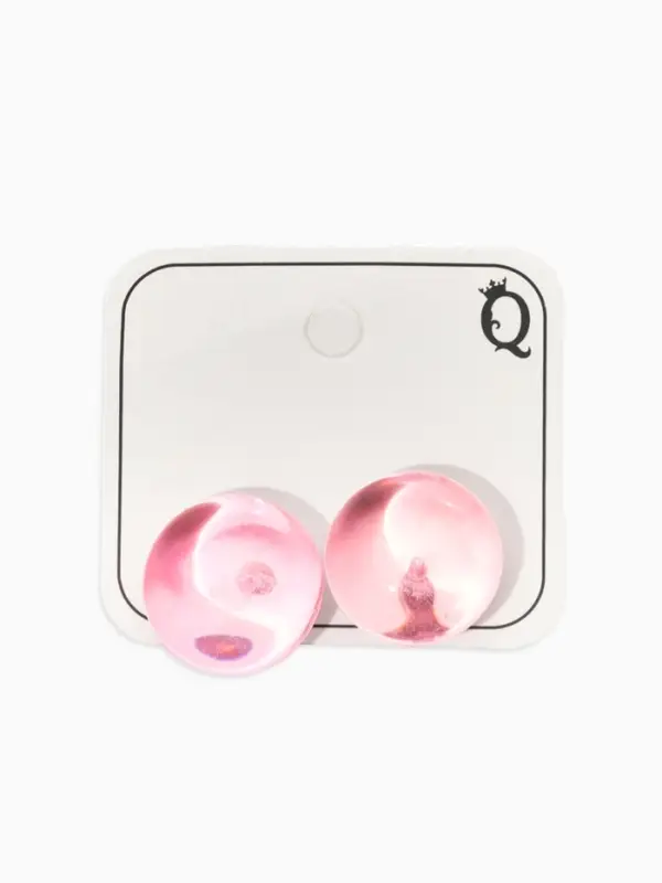 Серьги пластик "Монпансье" круг 1,5см, цвет розовый