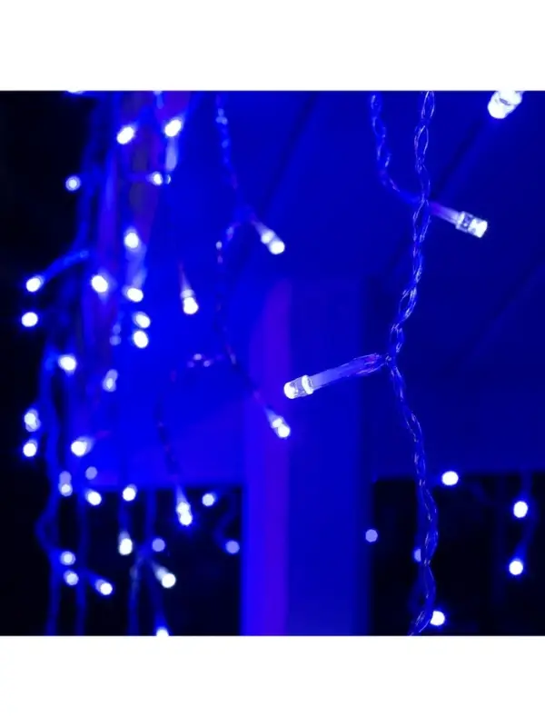 Гирлянда &laquo;Бахрома&raquo; 4&times;0.6 м, IP44, прозрачная нить, 180 LED, свечение синее, мерцание белым, 220 В
