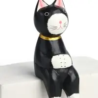 Сувенир &laquo;Кот сидячий&raquo;, 5&times;6&times;15 см, дерево, чёрный