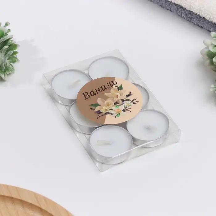 Набор свечей чайных ароматических, 6 шт, ваниль Набор свечей чайных ароматических, 6 шт, ваниль