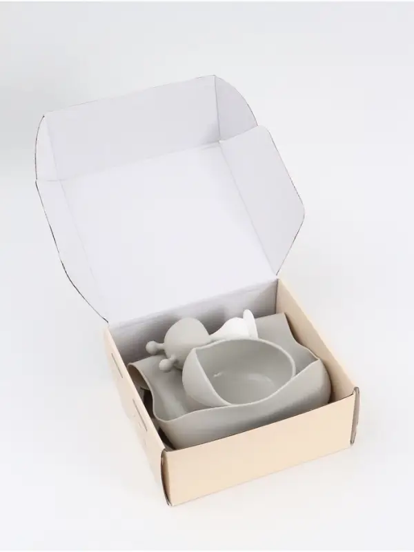 Набор детской посуды для кормления силиконовый с прорезывателем, 5 предм., M&B