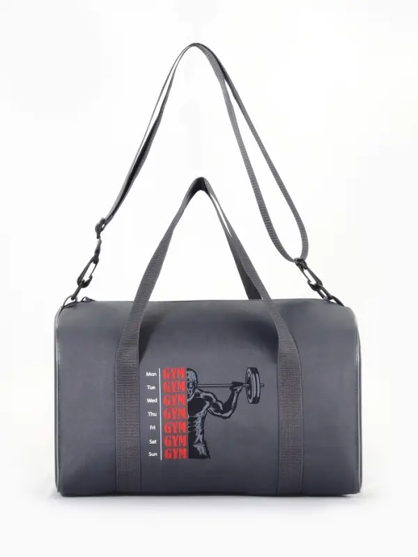 Сумка спортивная на молнии TEXTURA, с подкладкой, длинный ремень, маленький размер, серая