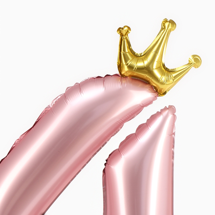 Шар фольгированный 42" &laquo;Цифра 4 с короной&raquo; на подставке, цвет розовый