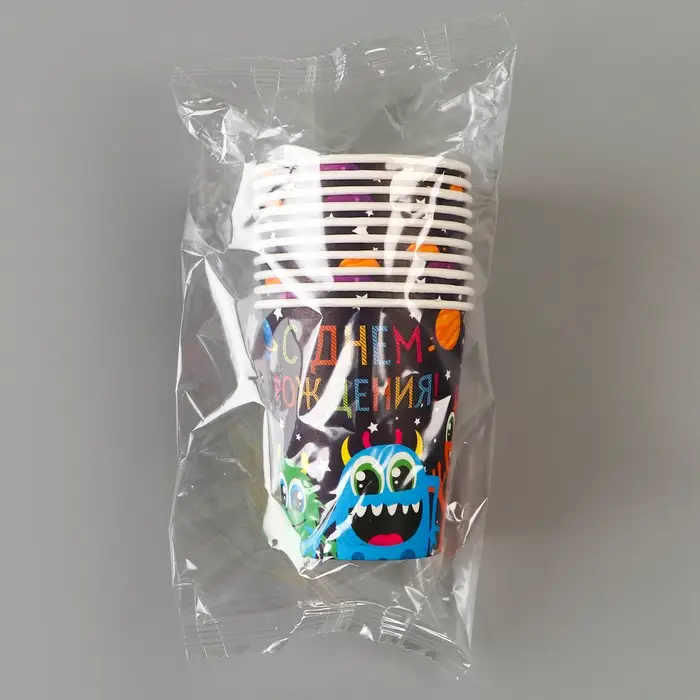 Стакан одноразовый бумажный "Монстрики", 250 мл.