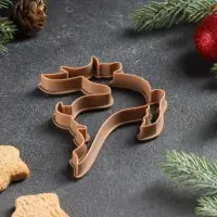 Форма для печенья новогодняя &laquo;Олень&raquo;, вырубка, штамп, 9.8&times;9.6&times;1.3 см, пластик, коричневая