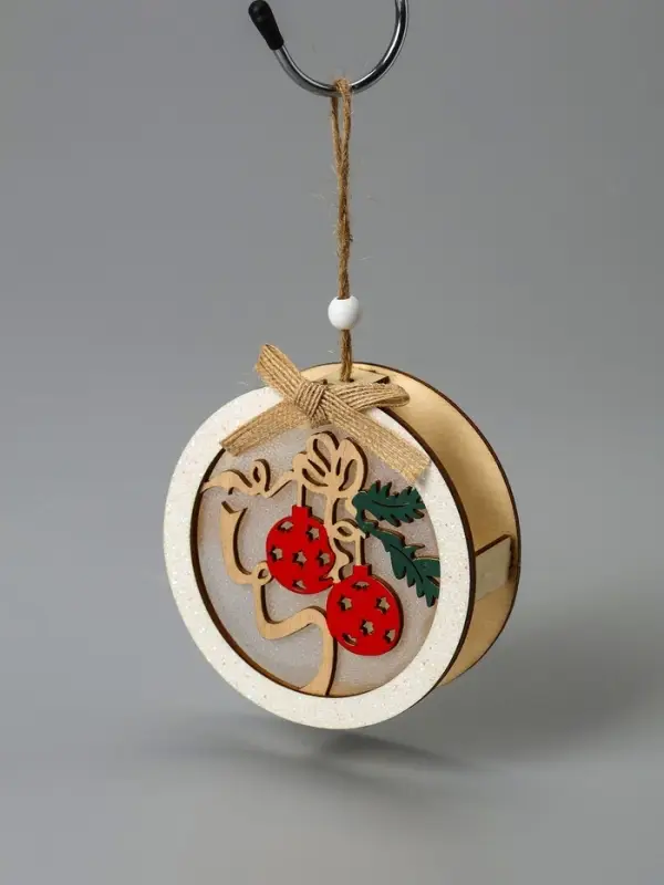 Ёлочная игрушка &laquo;Шар с веткой&raquo;, 10&times;10&times;2 см, от батареек, свечение тёплое белое