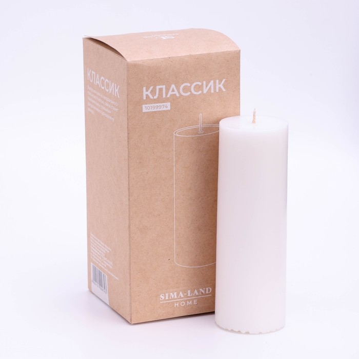 Свеча-цилиндр гладкая,5х15 см, пальмовый воск, белая Sima Home Свеча-цилиндр гладкая,5х15 см, пальмовый воск, белая Sima Home