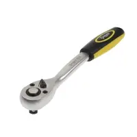 Вороток с трещоткой ТУНДРА, CrV, квадрат 1/2", 2К рукоятка, 72 зубца, 250 мм