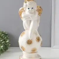 Фигура гипс &laquo;Ангел на шаре&raquo;, белый, 14&times;15&times;40 см
