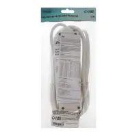 Удлинитель Luazon Lighting, 3 розетки, 3 м, 6 А, 1300 Вт, 3&times;0.75 мм2, с заземлением, с выключателем, белый