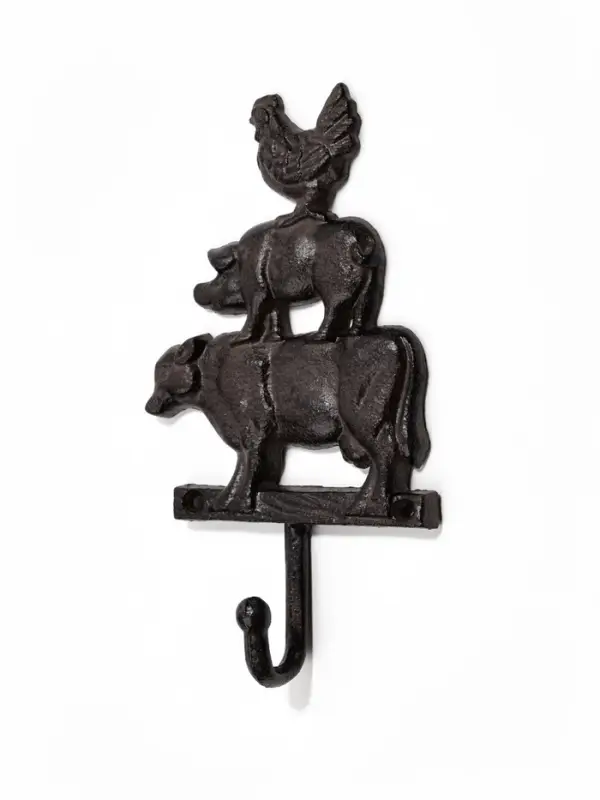 Крючок декоративный чугун "Петух, свинья и корова" 10х3х18,5 см
