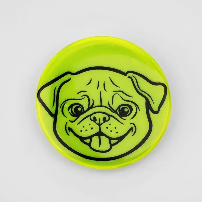 Светоотражающий значок «Мордочка мопса», d=5.8 см, МИКС Светоотражающий значок «Мордочка мопса», d=5.8 см, МИКС