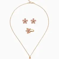 Набор детский &laquo;Выбражулька. Цветок&raquo;, 3 предмета: кулон, кольцо, серьги, розовый в золоте
