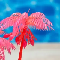 Растение для аквариума и террариума &laquo;Пальма&raquo;, светящееся, 14 см, красное