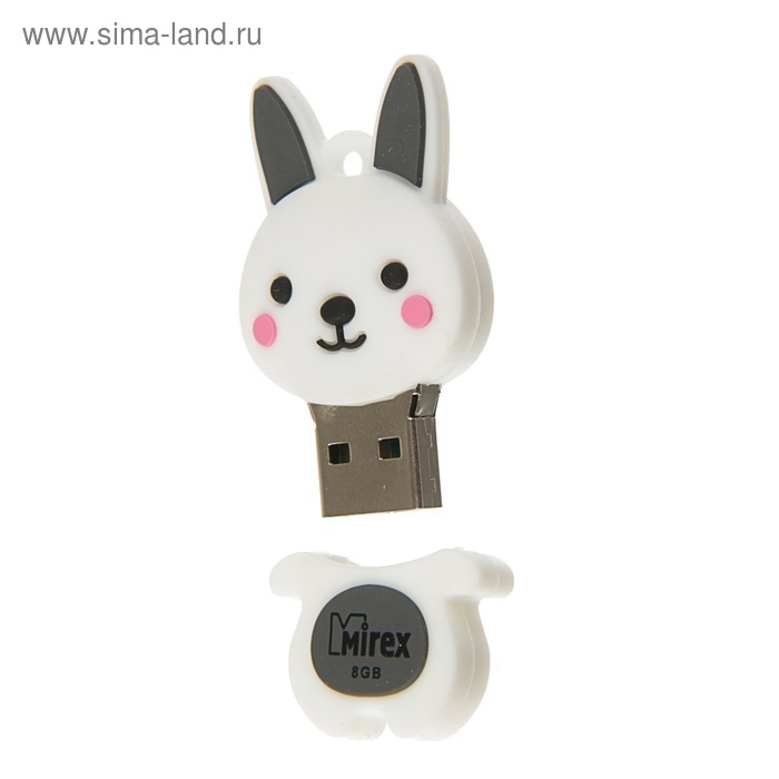 Флешка Mirex RABBIT GREY, 8 Гб, USB2.0,  Флешка Mirex RABBIT GREY, 8 Гб, USB2.0, "кролик", чт до 25 Мб/с, зап до 15 Мб/с