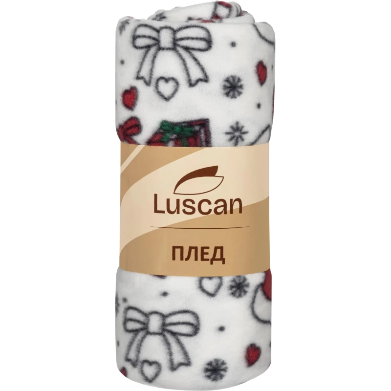 Плед флис Luscan, 130х170 см, 160 г/м2, подарки белый