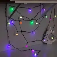 Гирлянда &laquo;Нить&raquo; 5 м с насадками &laquo;Шарики белые&raquo;, IP20, тёмная нить, 20 LED, свечение мульти (RG/RB), мигание, 220 В