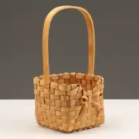 Корзина плетёная для хранения, 14&times;13&times;10.5 см, ручка h=15.5 см, секвойя, цвет натуральный