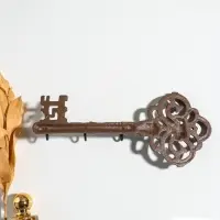 Крючки настенные &laquo;Ажурный ключ&raquo;, ключница декоративная, чугун, 27.2&times;12&times;3.5 см