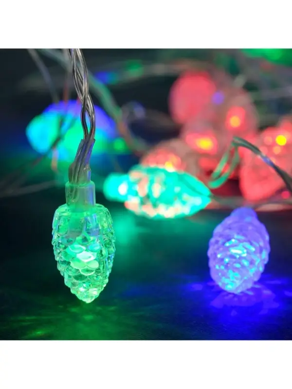 Гирлянда &laquo;Нить&raquo; 5 м с насадками &laquo;Шишки большие&raquo;, IP20, прозрачная нить, 20 LED, свечение мульти (RG/RB), мигание, 220 В