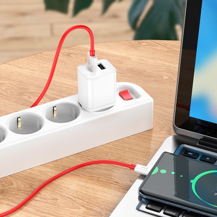 Кабель Hoco X87, Type-C - USB, 3 А, 1 м, оплётка силикон, красный Кабель Hoco X87, Type-C - USB, 3 А, 1 м, оплётка силикон, красный