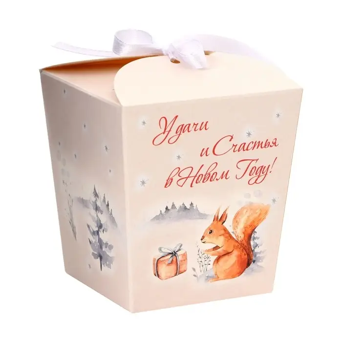 Бонбоньерка, новогодняя подарочная упаковка «Удачи и счастье в Новом Году», 7.5×8×7.5 см Бонбоньерка, новогодняя подарочная упаковка «Удачи и счастье в Новом Году», 7.5×8×7.5 см