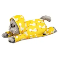 Мягкая игрушка "Кот Басик в комбинезоне с принтом "Гусик" лежачий, 25 см Kl25-003