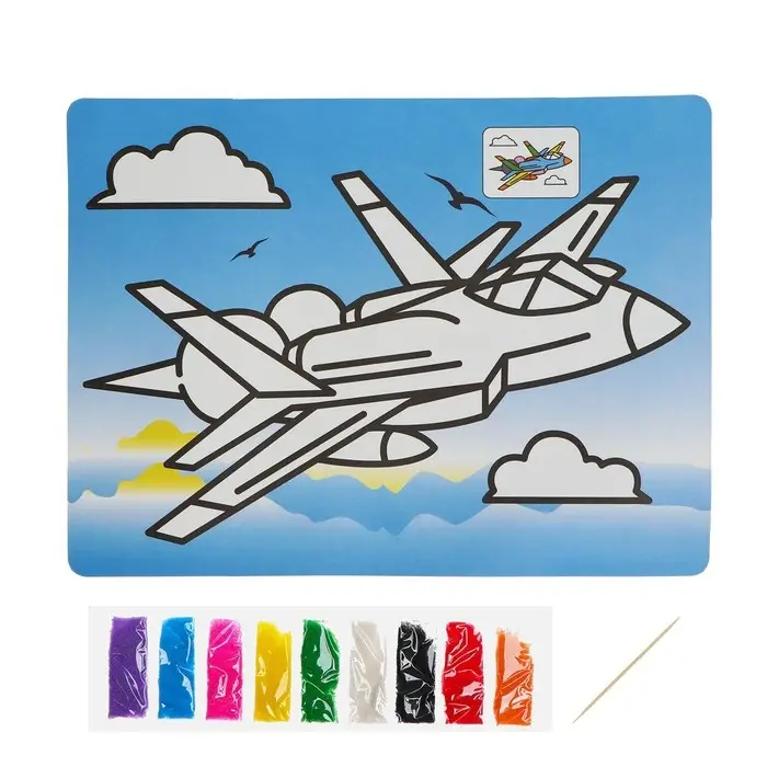 Фреска с цветным основанием «Истребитель» 9 цветов песка по 2 г Фреска с цветным основанием «Истребитель» 9 цветов песка по 2 г