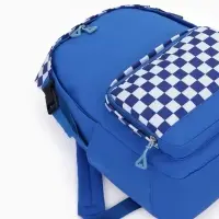Рюкзак школьный на молнии, с карманами, в клетку, размер 29&times;15&times;40 см, синий