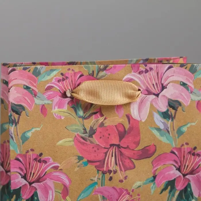 Пакет подарочный крафтовый, упаковка, &laquo;Цветы&raquo;, S 12 х 15 х 5.5 см