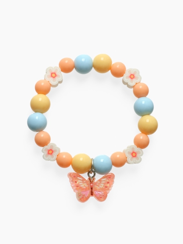 Браслет детский  Браслет детский "Выбражулька" фимо с бусинами, бабочка с бусинами, цветной