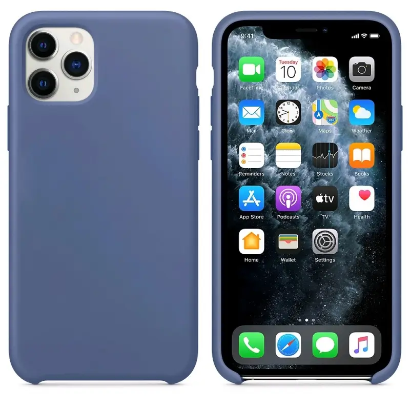 Чехол iPh 11 Pro Silicon Case 100% ORG Linen Blue (c LOGO)