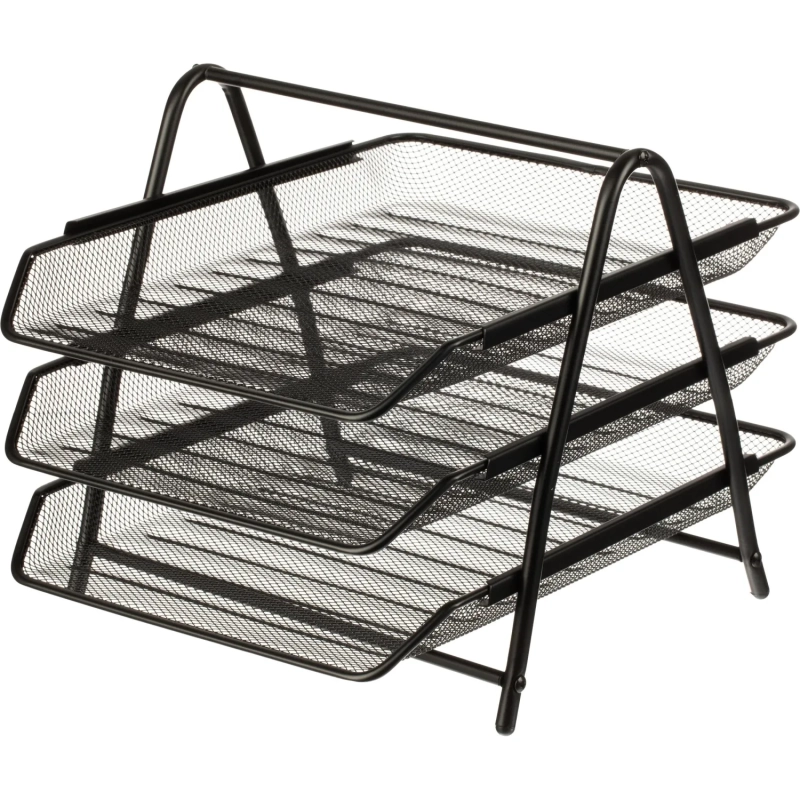 Лоток горизонтальный для бумаг 3секции Attache 295x335x267мм металл черный