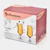 Пивные бокалы Paşabah&ccedil;e Tulipe, 370 мл, набор 6 шт., стекло, прозрачные