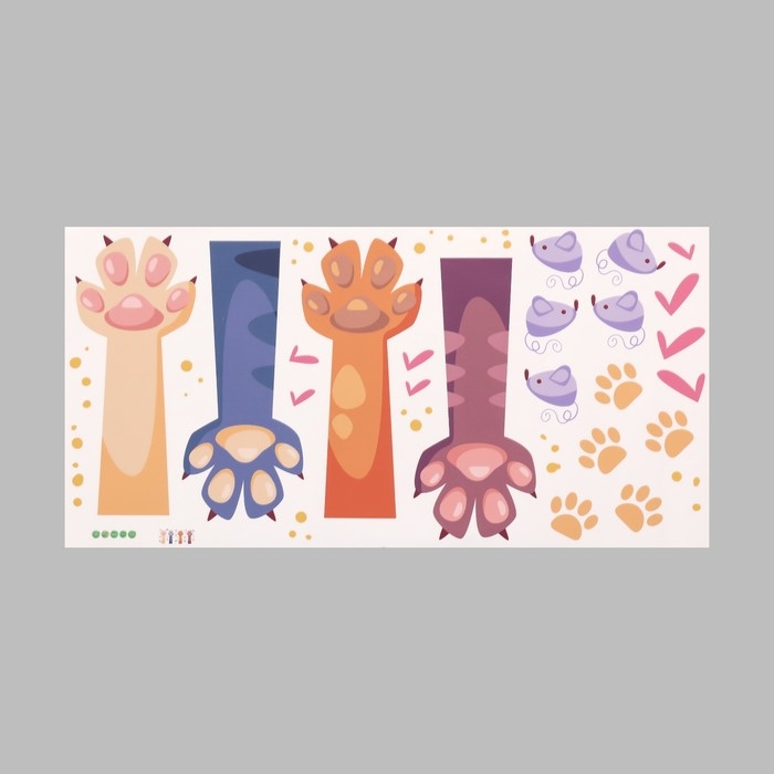 Наклейка пластик интерьерная цветная Наклейка пластик интерьерная цветная "Кошачьи лапки" 30х60 см