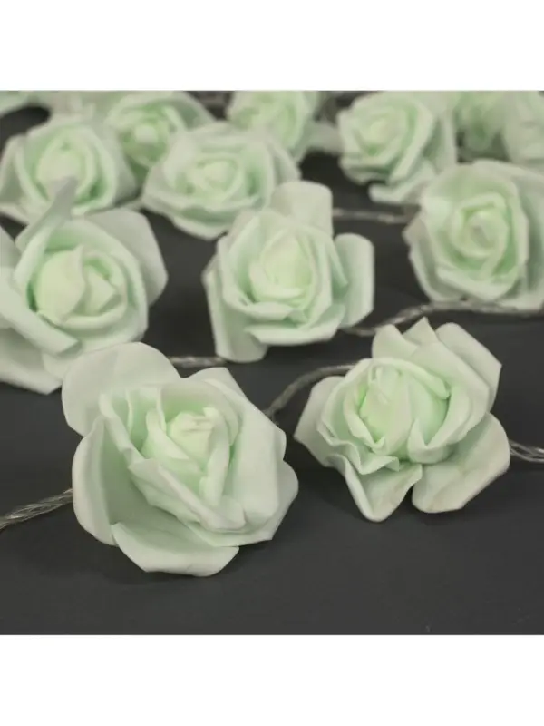 Гирлянда &laquo;Нить&raquo; 5 м с насадками &laquo;Розы зелёные&raquo;, IP20, прозрачная нить, 20 LED, свечение тёплое белое, 220 В