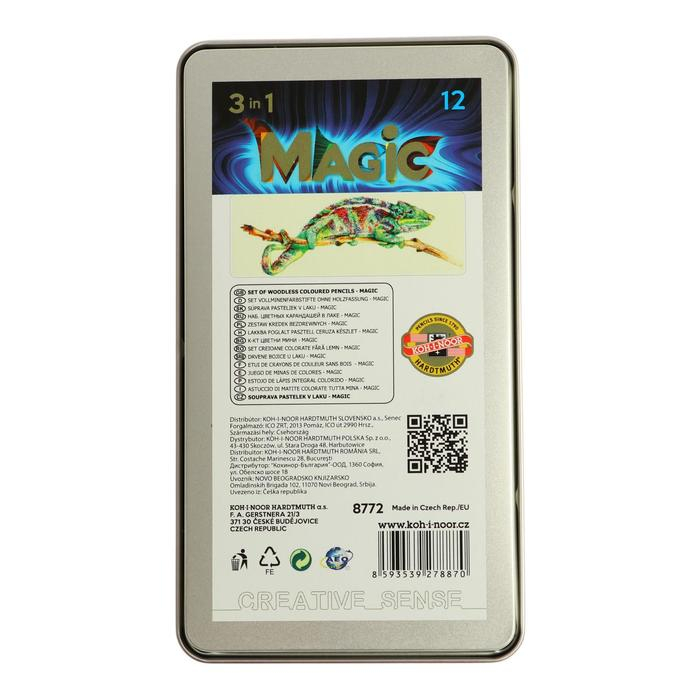 Карандаши цветные цельнографит 12 цветов Koh-I-Noor PROGRESSO MAGIC 8772, металлический пенал Карандаши цветные цельнографит 12 цветов Koh-I-Noor PROGRESSO MAGIC 8772, металлический пенал