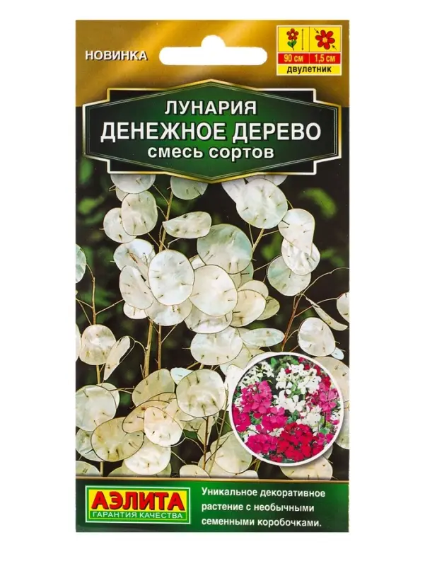 Семена цветов Лунария Денежное дерево, смесь сортов Дв Золотая серия, Ц/П,0,3 г Семена цветов Лунария Денежное дерево, смесь сортов Дв Золотая серия, Ц/П,0,3 г