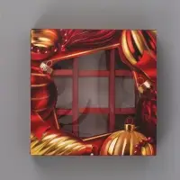 Коробка подарочная для 9 конфет &laquo;Красные и золотые шары&raquo; 14.5&times;14.5&times;3.5 см