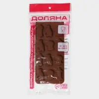 Форма для шоколада Доляна &laquo;Пингвины&raquo;, силикон, 21.5&times;10&times;1.5 см, 12 ячеек, коричневая