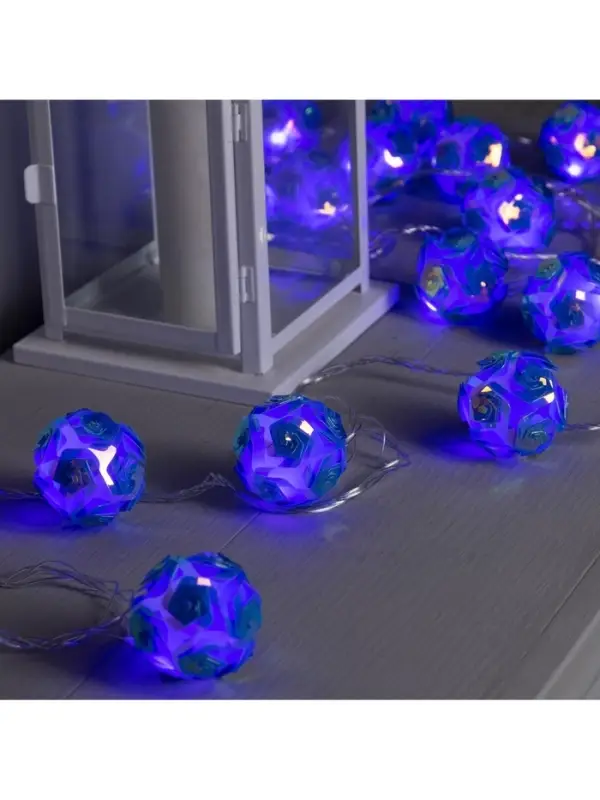 Гирлянда &laquo;Нить&raquo; 4.5 м с насадками &laquo;Цветочные шары&raquo;, IP20, прозрачная нить, 15 LED, свечение фиолетовое, 220 В