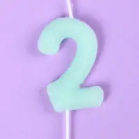Свеча в торт «Цифра 2», светящаяся голубая, 9 см