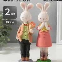 Набор фигурок 2 шт. полистоун &laquo;Зайчики - свидание&raquo;, 18&times;5&times;4.8 см