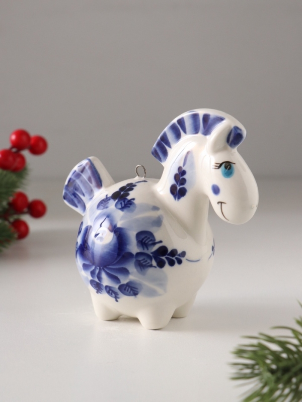 Ёлочный фарфоровый шар Ёлочный фарфоровый шар "Лошадь Русская" /авторская роспись/, 11 см