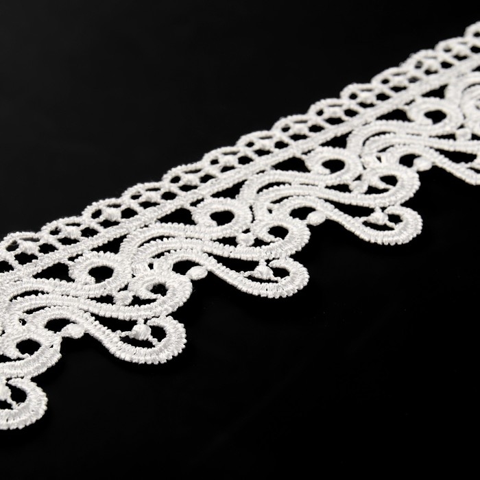 Кружево гипюровое, 45 мм × 9 ± 0,5 м, цвет белый Кружево гипюровое, 45 мм × 9 ± 0,5 м, цвет белый