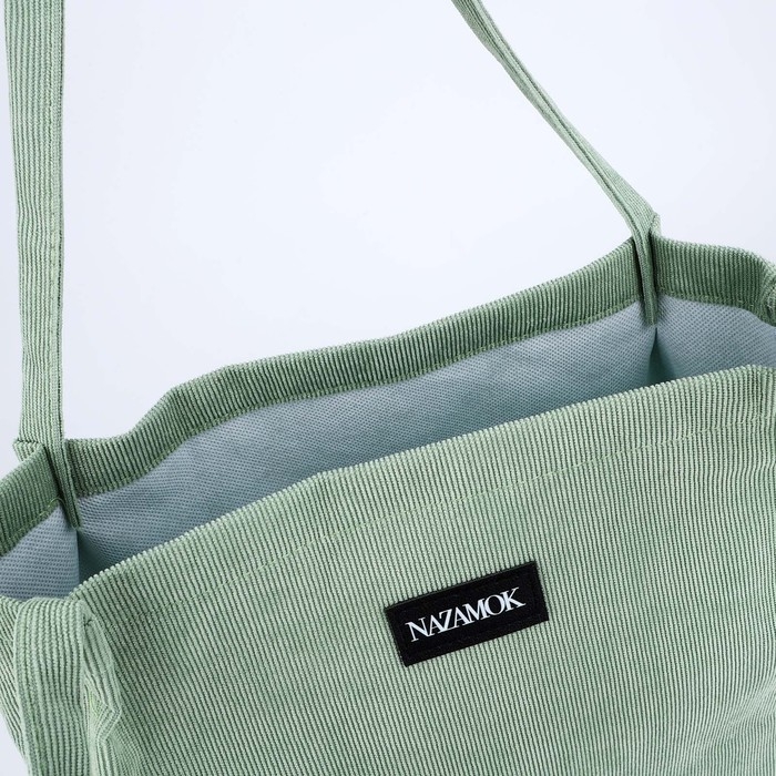 Сумка шопер вельветовый без застёжки, зелёный Сумка шопер вельветовый без застёжки, зелёный