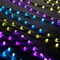 Умная гирлянда &laquo;Нить&raquo; 5 м, роса с насадками &laquo;Шарики&raquo;, IP20, черный провод, 100 LED, пульт ДУ, приложение, свечение RGB, USB