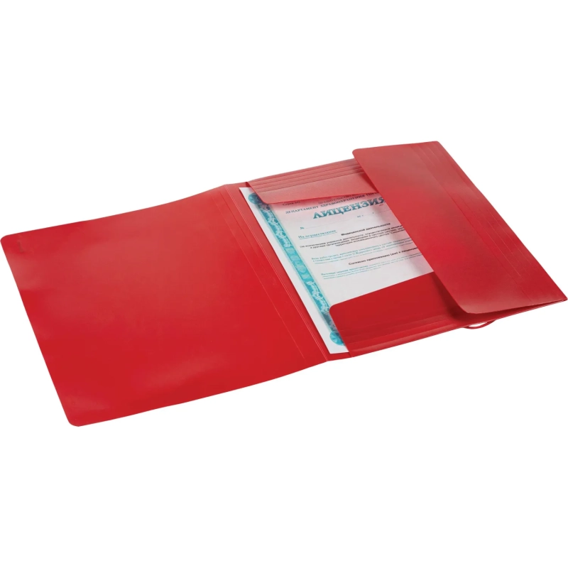 Папка на резинках Комус Шелк красная