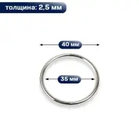 Кольцо литое TEIRA, для сумки, d=35/40 мм, набор 2 шт., 3.1 г, s=2.5 мм, цвет серебряный