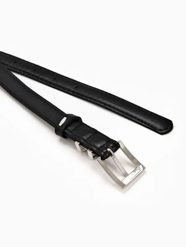 Ремень женский тонкий, 110&times;2 см, пряжка металл, серебристая, чёрный